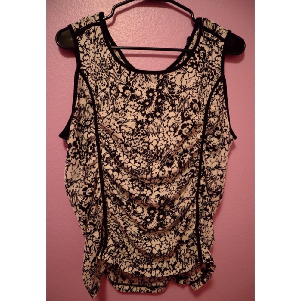 Nine West Black & White Floral Printed Blouse